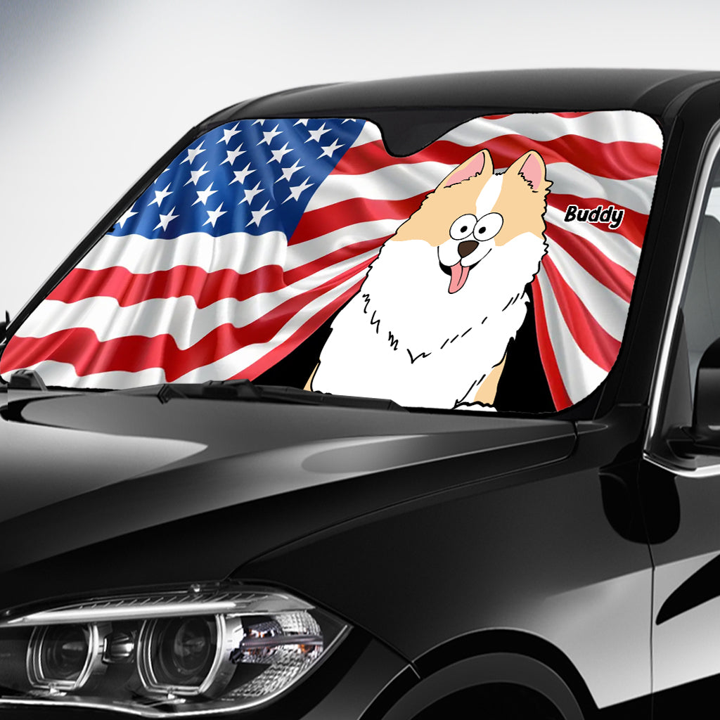 Funny Dog 4th Of July - Personalized Dog Car Sunshade