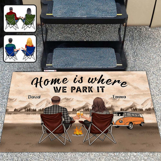 Home Is Where We Park It - Personalized Camping Doormat