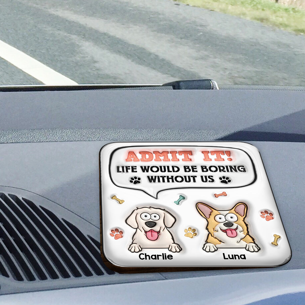 Life Would Be Boring Without Me - Personalized Dog Shaped Car Visor Clip