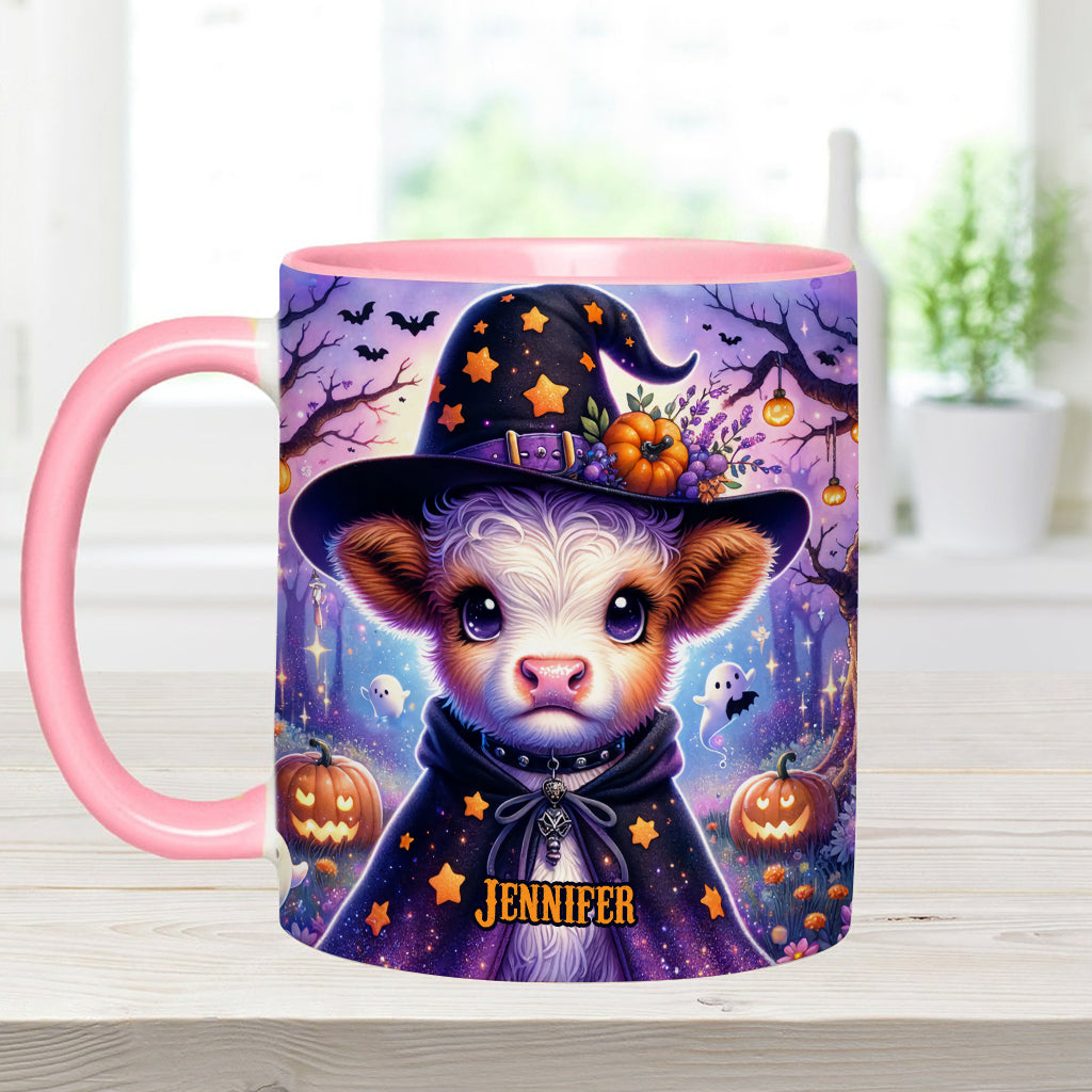 Baby Highland Cow Witch Halloween - Personalized Accent Mug