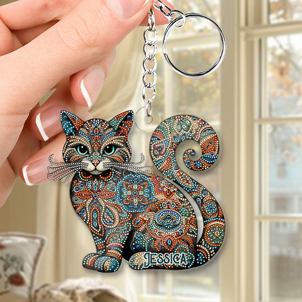 Beautiful Cat - Personalized Cat Custom Shaped Keychain