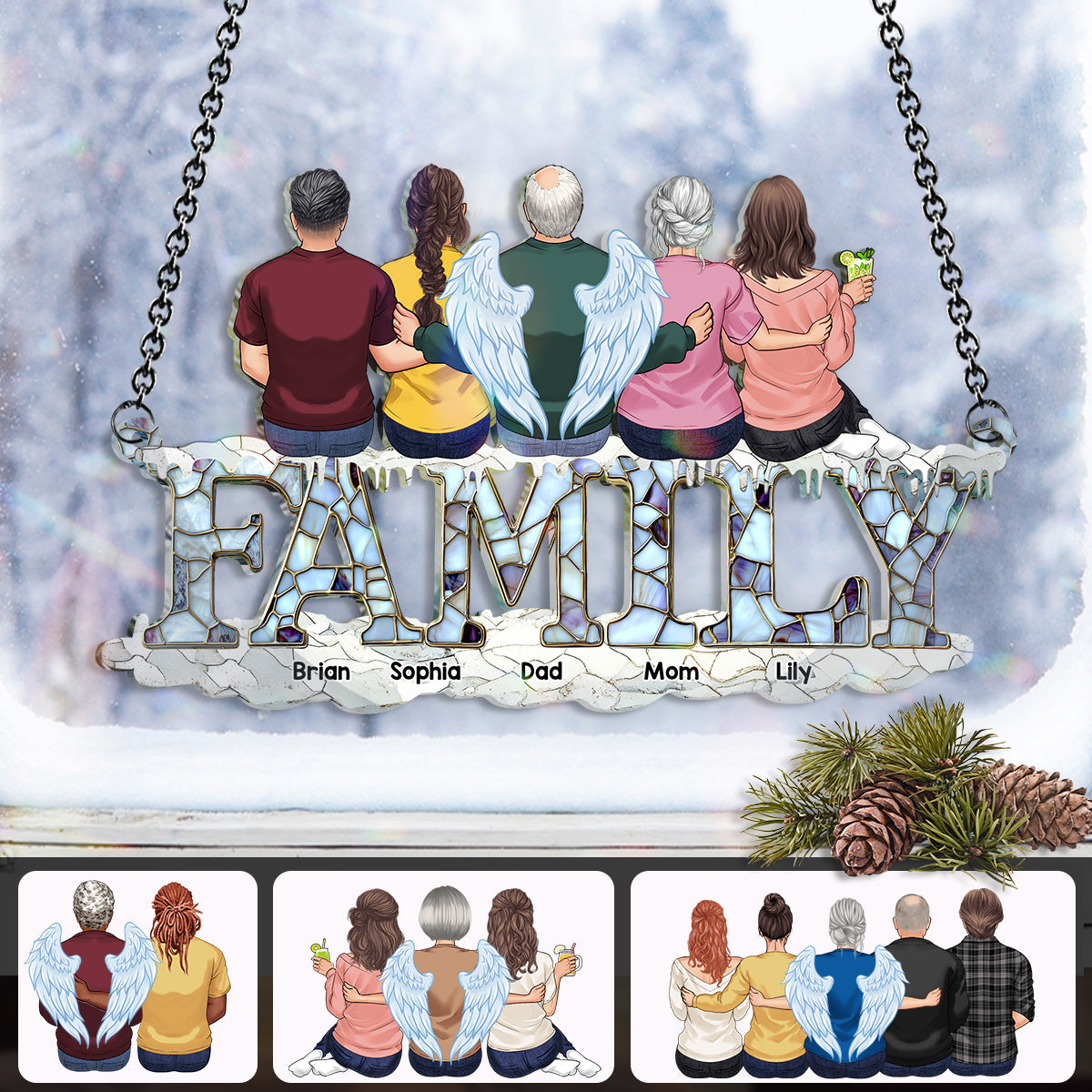 Family Christmas - Personalized Family Window Hanging Suncatcher Ornament