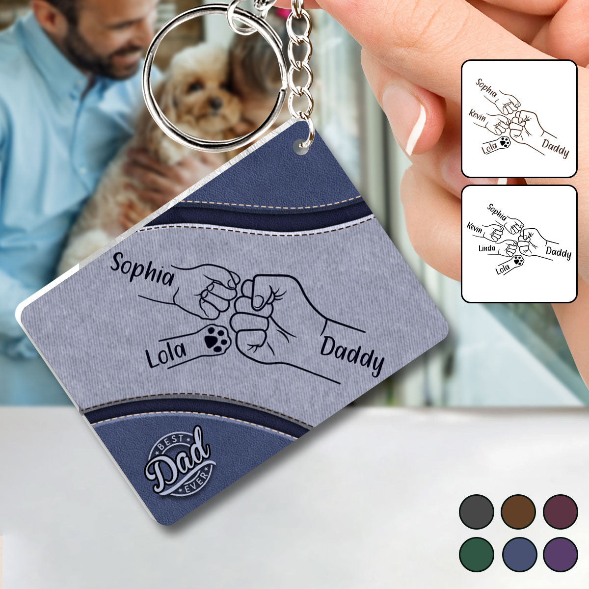 Best Dad Dog Dad Ever - Personalized Father Keychain