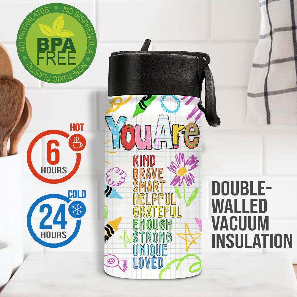 You Are Kind, You Are Loved - Personalized Kid Kids Water Bottle