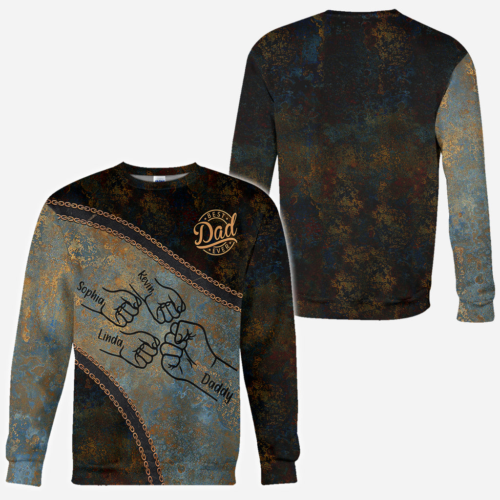 Fist Bump Dad And Children - Personalized Father All Over Shirt