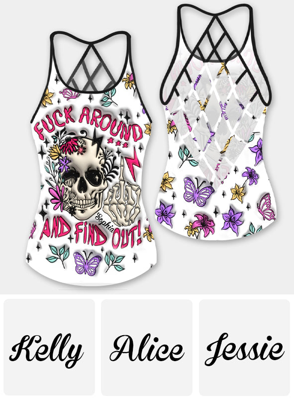 Fuck Around And Find Out - Personalized Skull Cross Tank Top