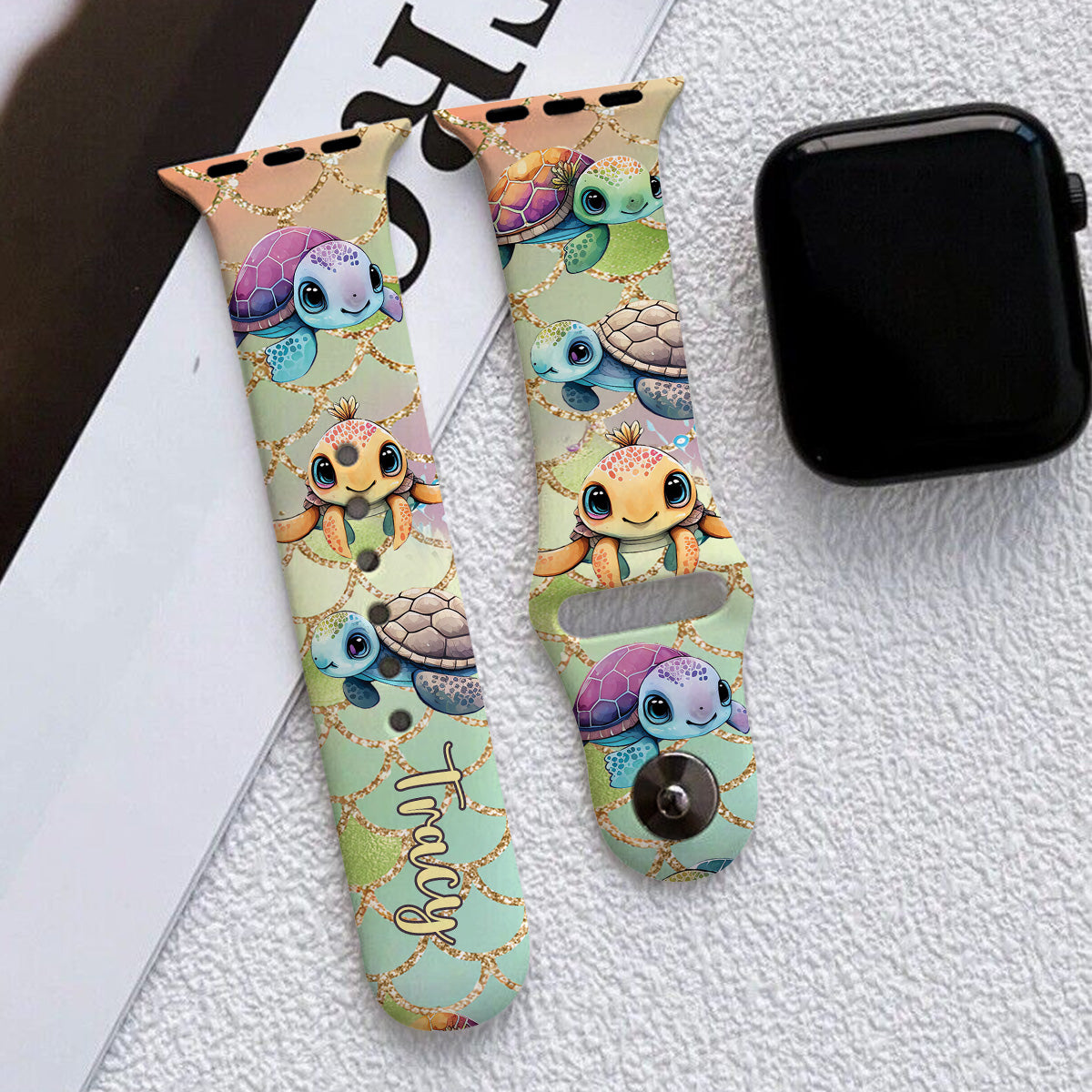 Cute Turtles - Personalized Turtle Apple Watch Band
