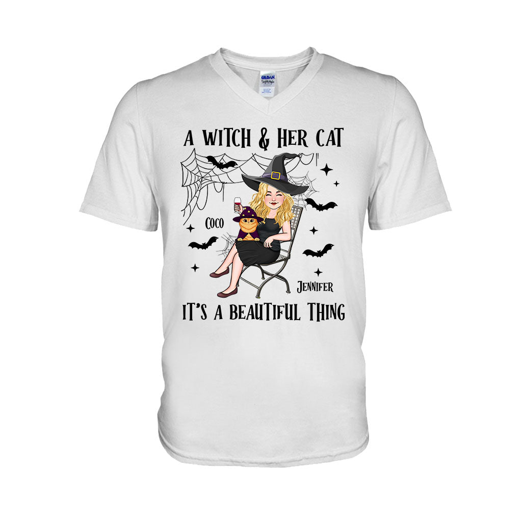 A Witch And Her Cat - Personalized Witch T-shirt And Hoodie