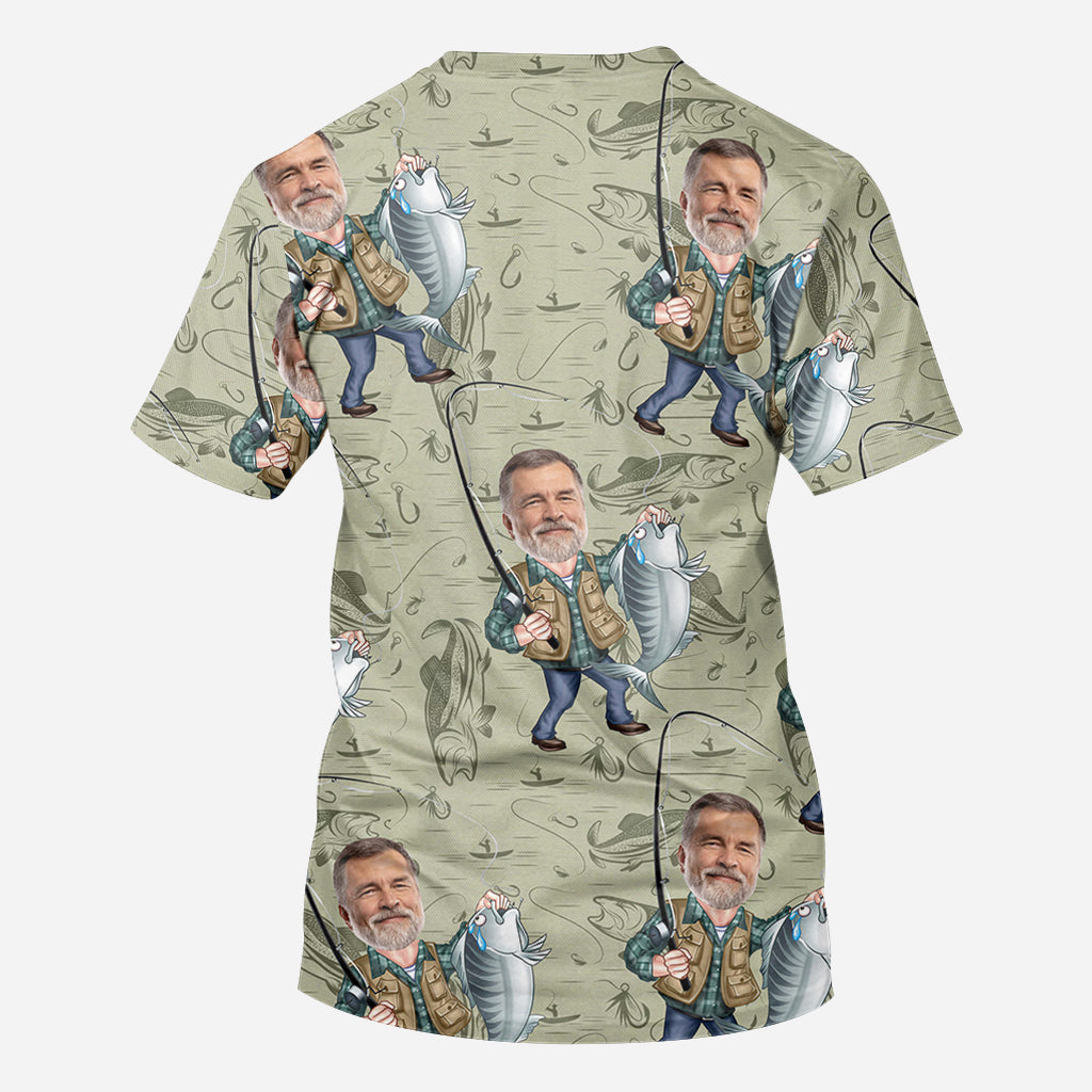 Funny Caricature Face - Personalized Fishing All Over Shirt