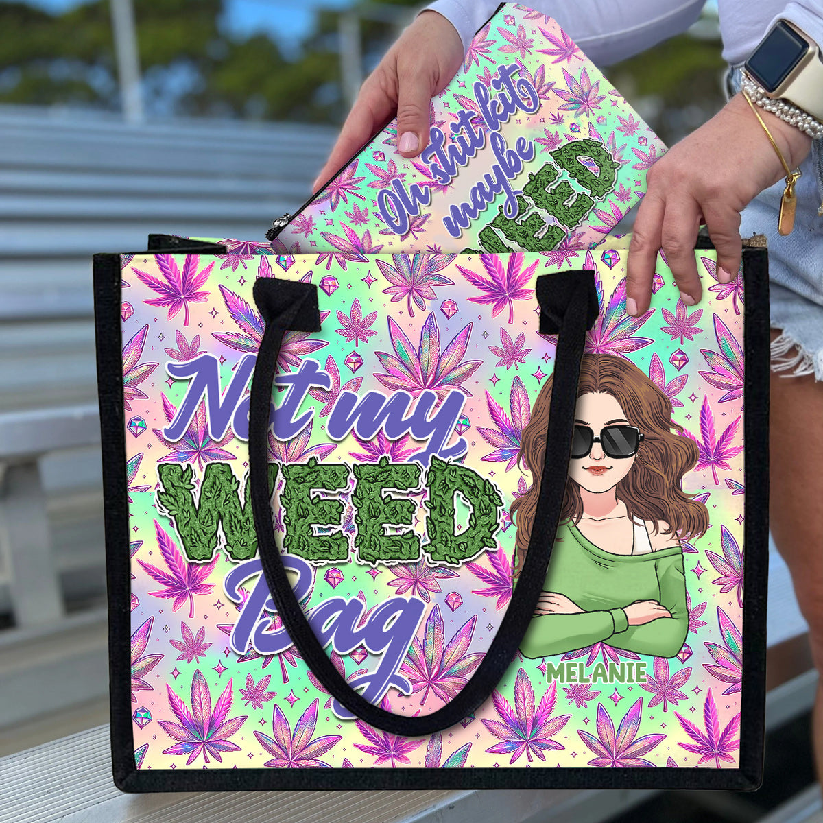 Mother Shite Maybe 420 - Personalized Weed Canvas Tote Bag & Cosmetic Bag