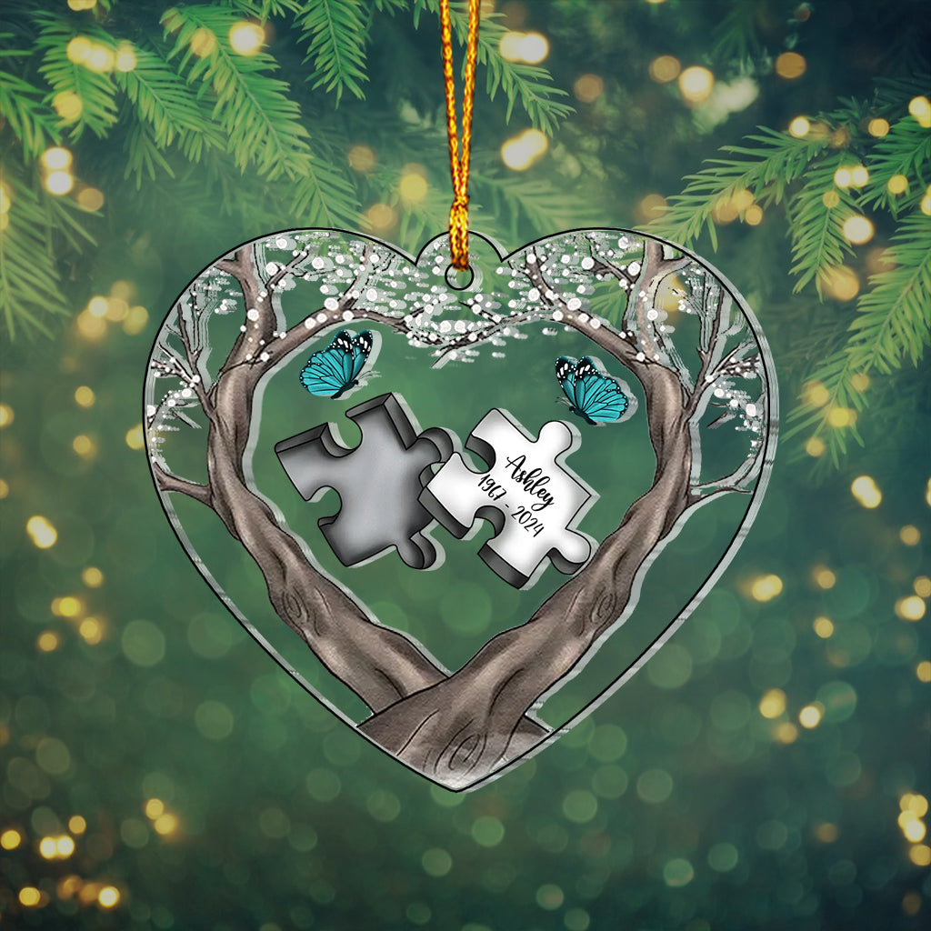 A Piece Of My Heart Lives In Heaven - Personalized Memorial Custom Shaped Ornament