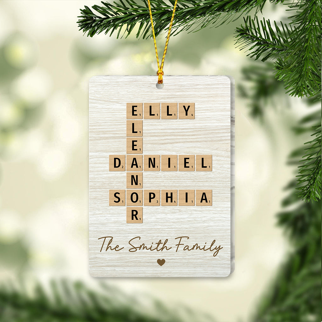 Family Crossword Art - Personalized Family Ornament