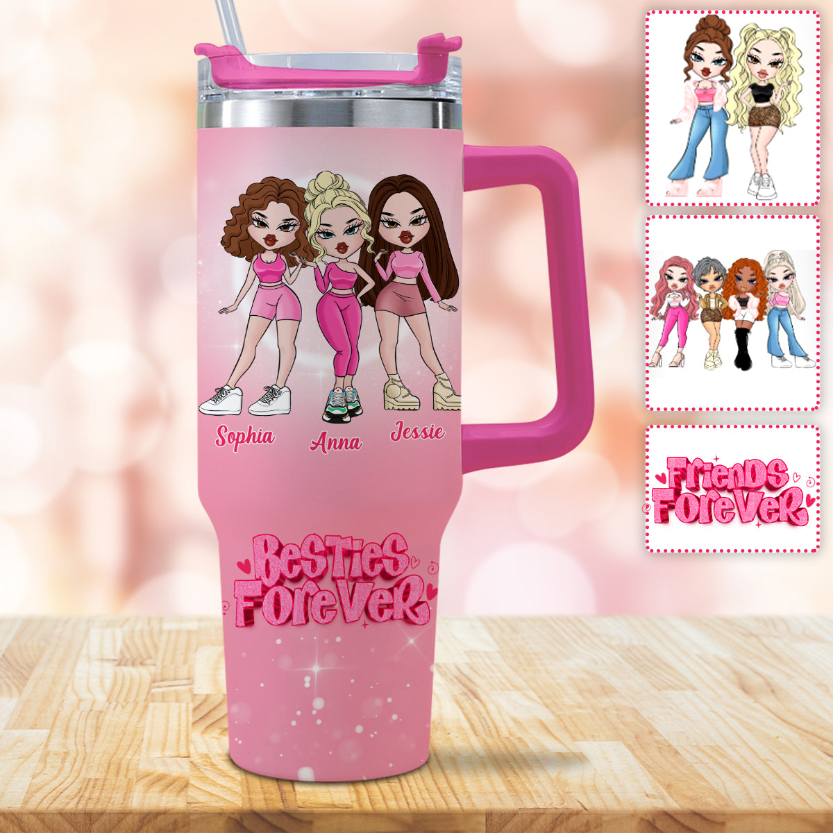 Friends Forever - Personalized Bestie Tumbler With Handle