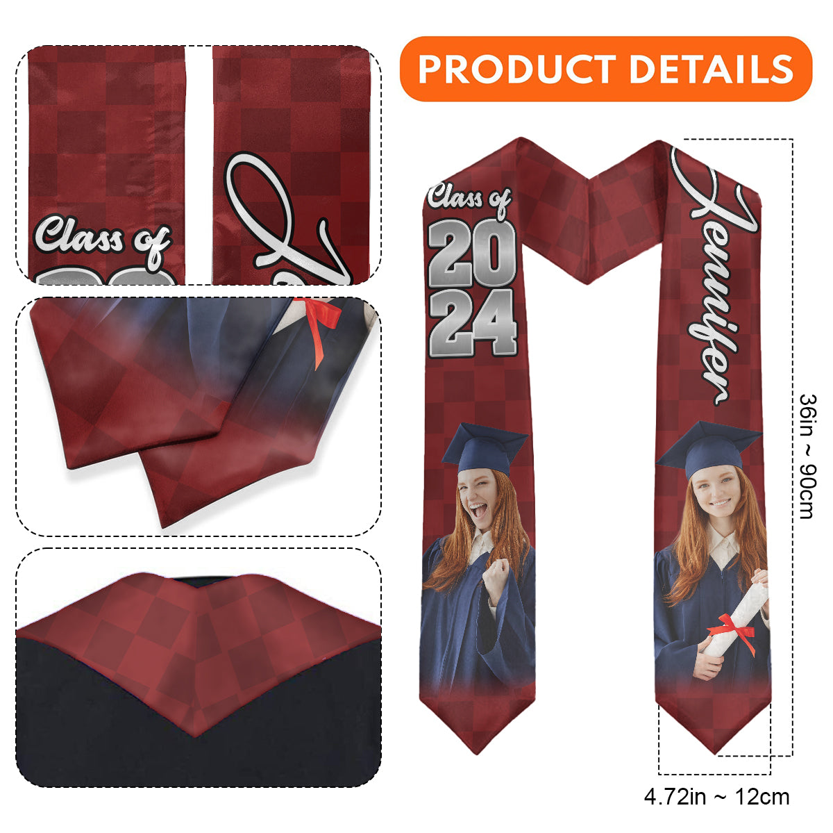 Photo Custom Graduation Stole Sash - Personalized Graduation Graduation Stole