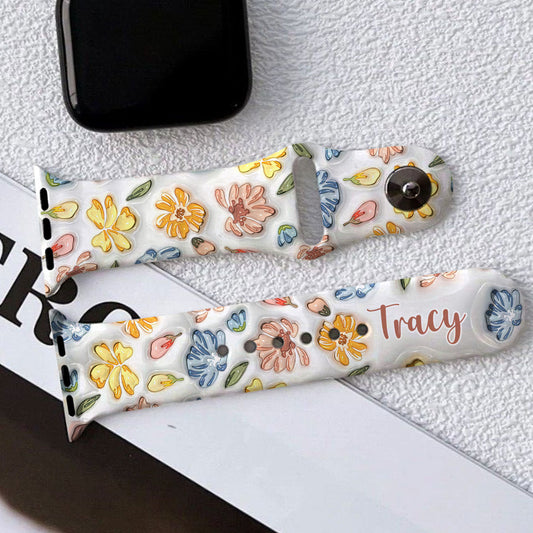 Puffy Floral Apple Watch Band - Personalized Apple Watch Band