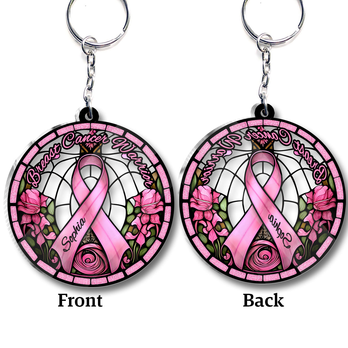 Breast Cancer Warrior - Personalized Breast Cancer Awareness Custom Shaped Keychain