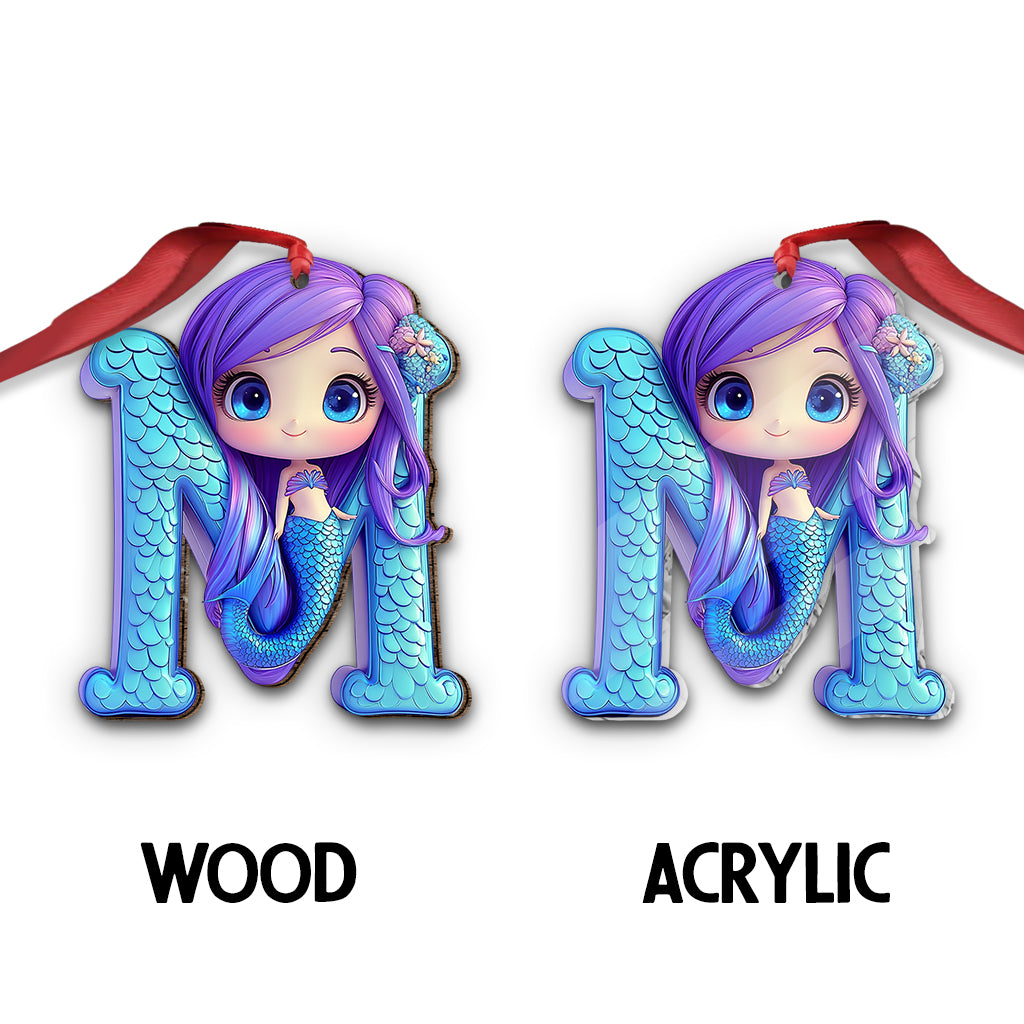 Beautiful Mermaid Letter Ornament - Personalized Kid Ornament