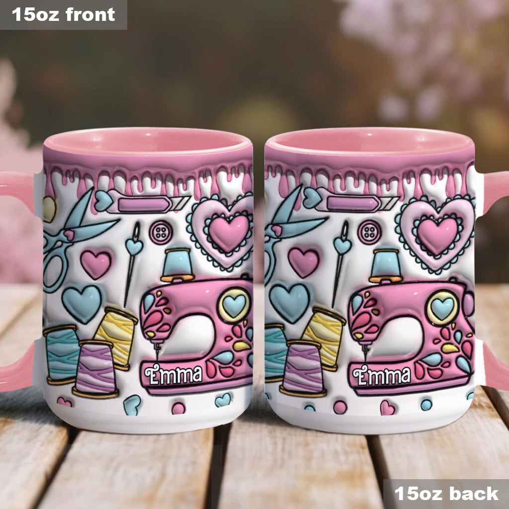 Sewing Lovers Pink - Personalized Sewing Accent Mug