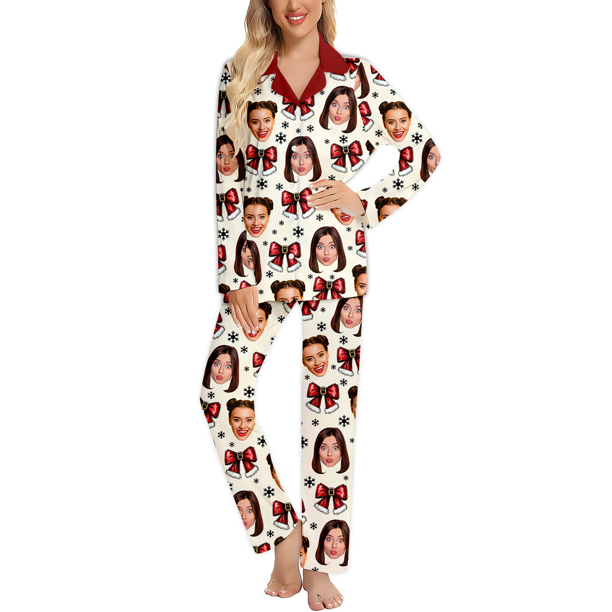 Coquette Besties Christmas - Personalized Bestie Button Down Pajamas