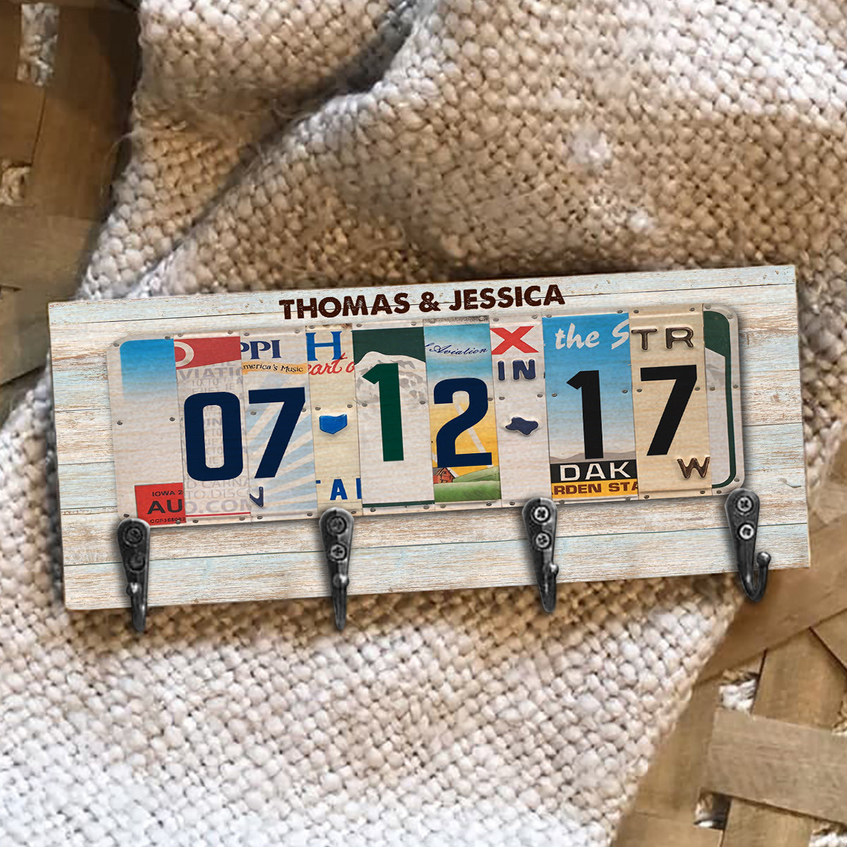 Together Since License Plate - Personalized Couple Key Rack