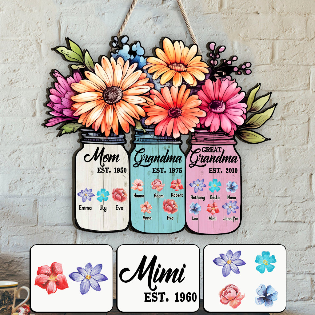 Mom Grandma Great Grandma - Personalized Grandma Custom Shaped Wood Sign