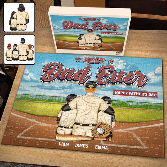 Best Dad Ever - Personalized Baseball Jigsaw Puzzle