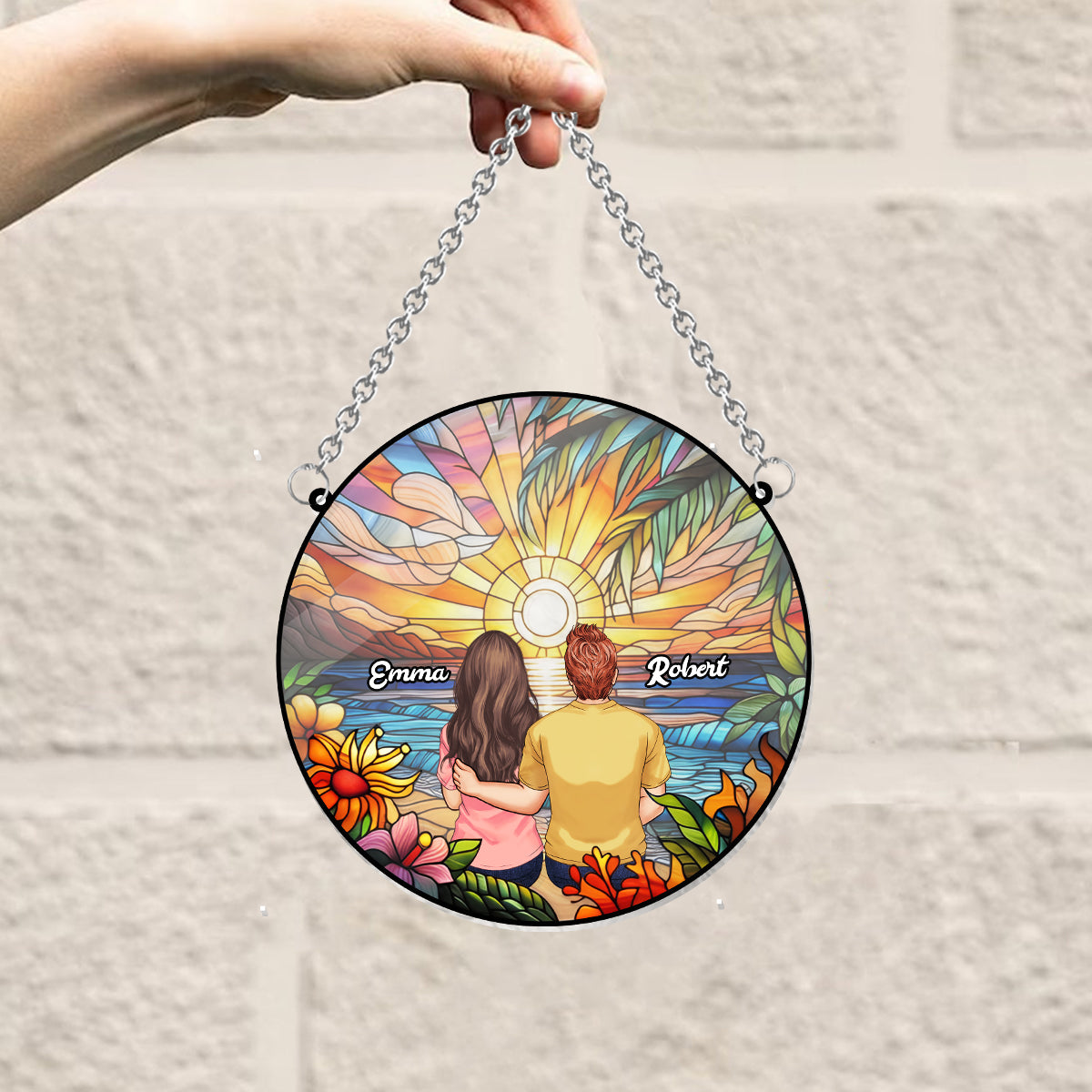 I Love You - Personalized Couple Window Hanging Suncatcher Ornament