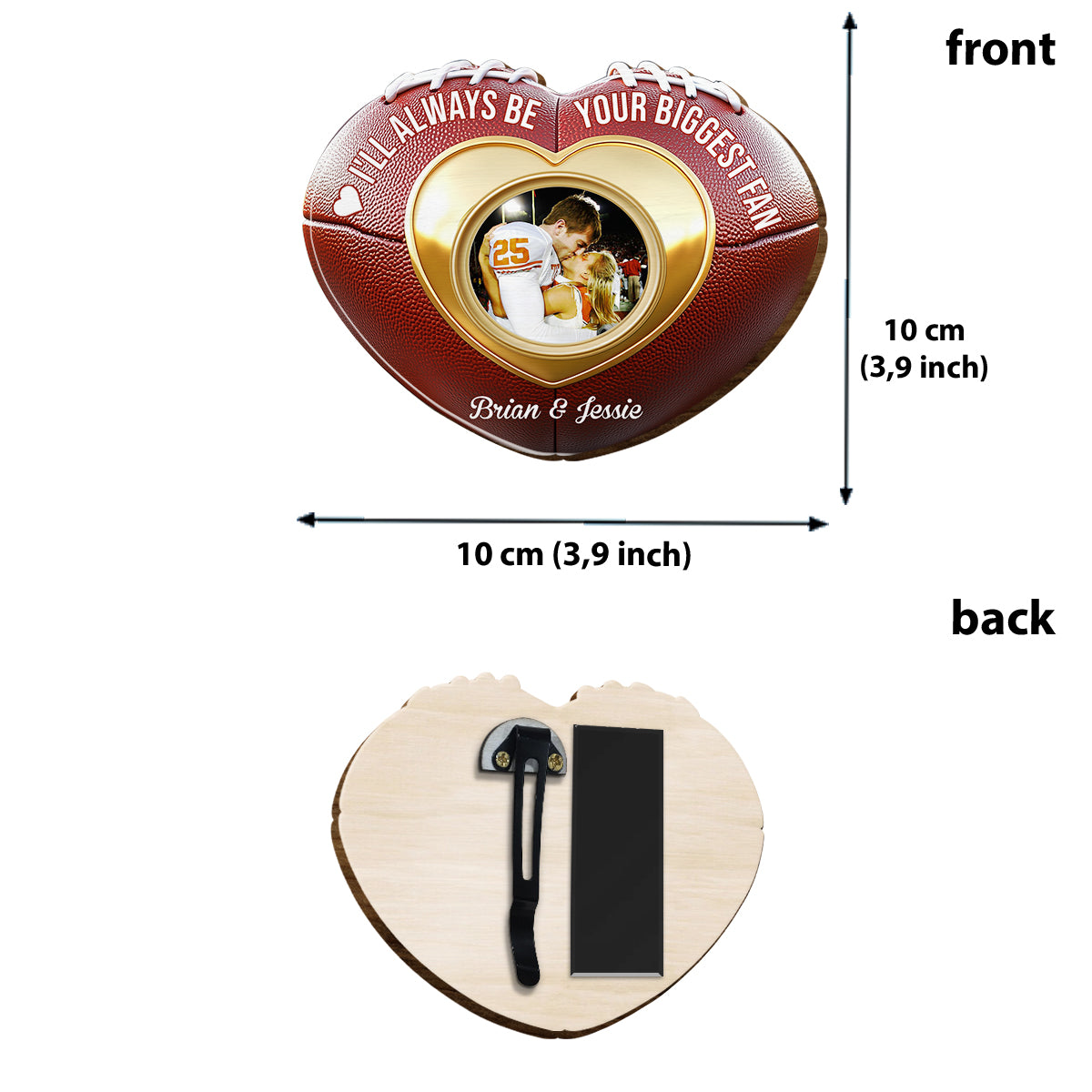 Your Biggest Fan - Personalized Football Shaped Car Visor Clip