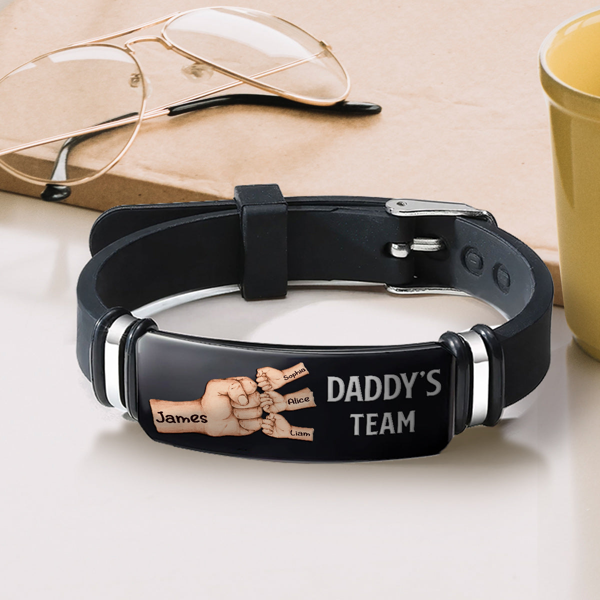 Daddy's Team - Personalized Father Engraved Bracelet