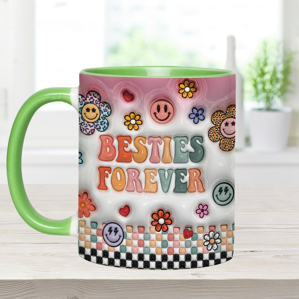 Besties Forever Floral - Personalized Bestie Accent Mug