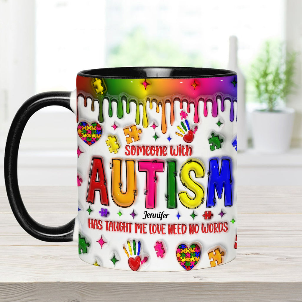 Love Need No Words - Personalized Autism Awareness Accent Mug