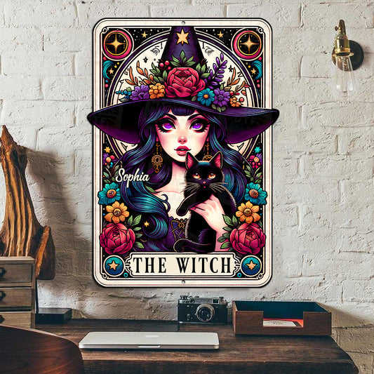 The Cat Lady - Personalized Witch Cut Metal Sign