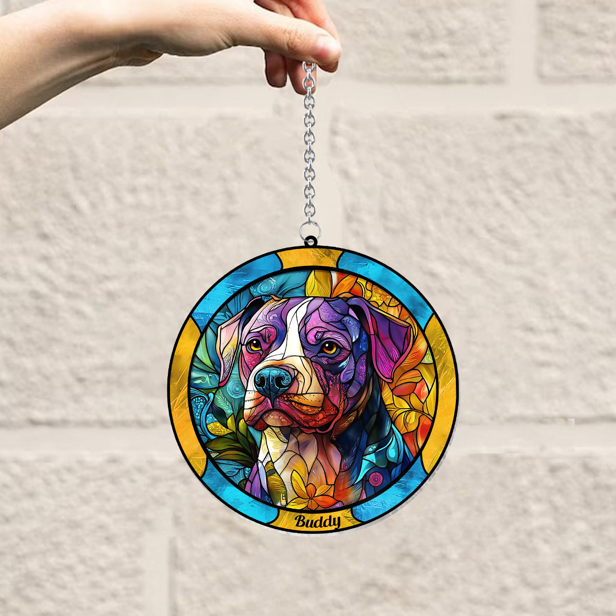 Cute Dog - Personalized Dog Window Hanging Suncatcher Ornament