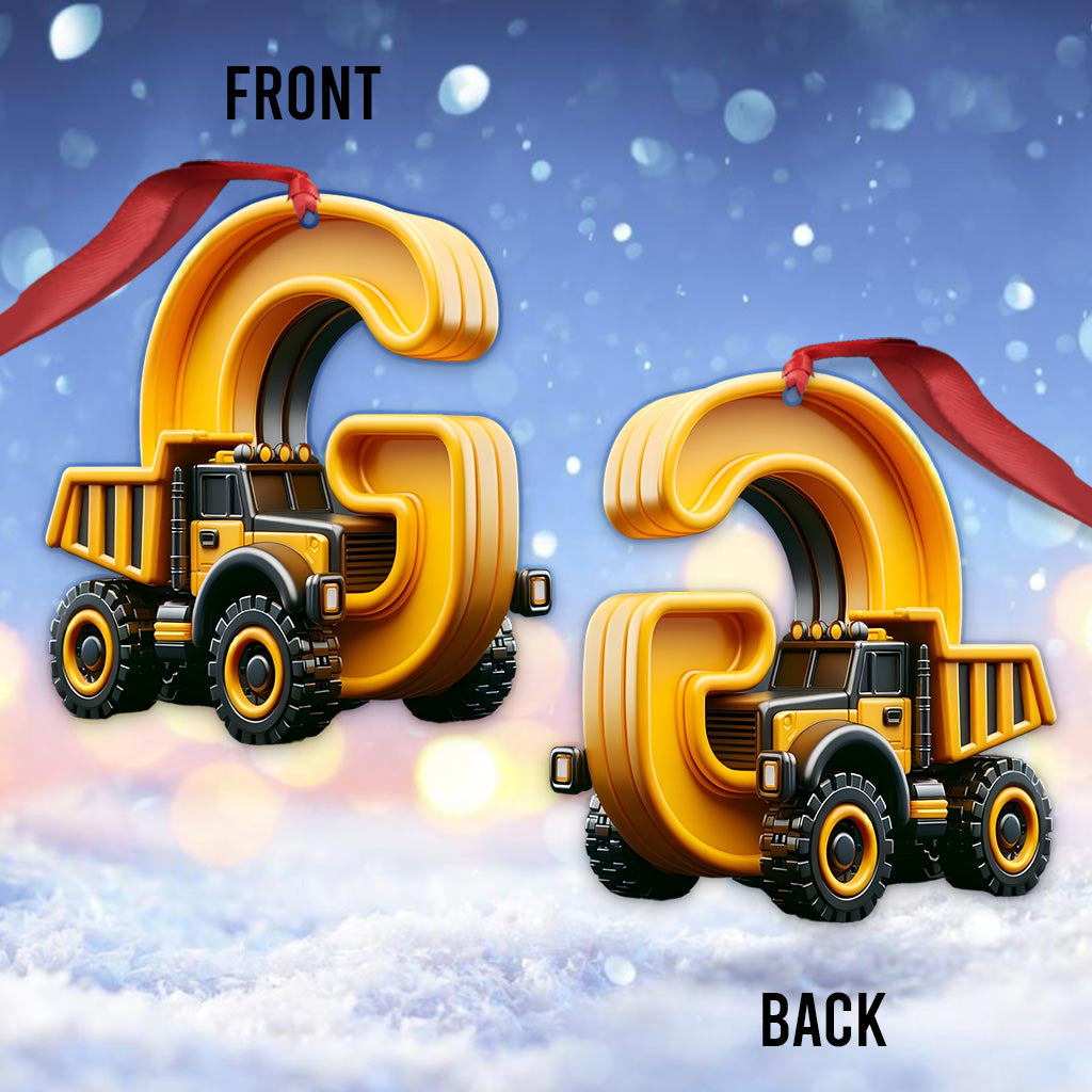 Construction Vehicles Letter Ornament - Personalized Kid Ornament