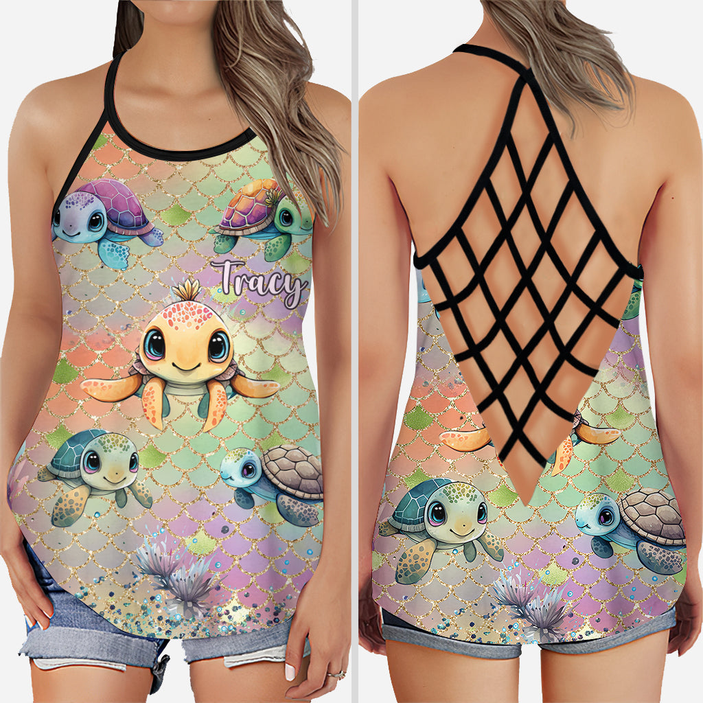 Colorful Turtle - Personalized Turtle Cross Tank Top and Leggings