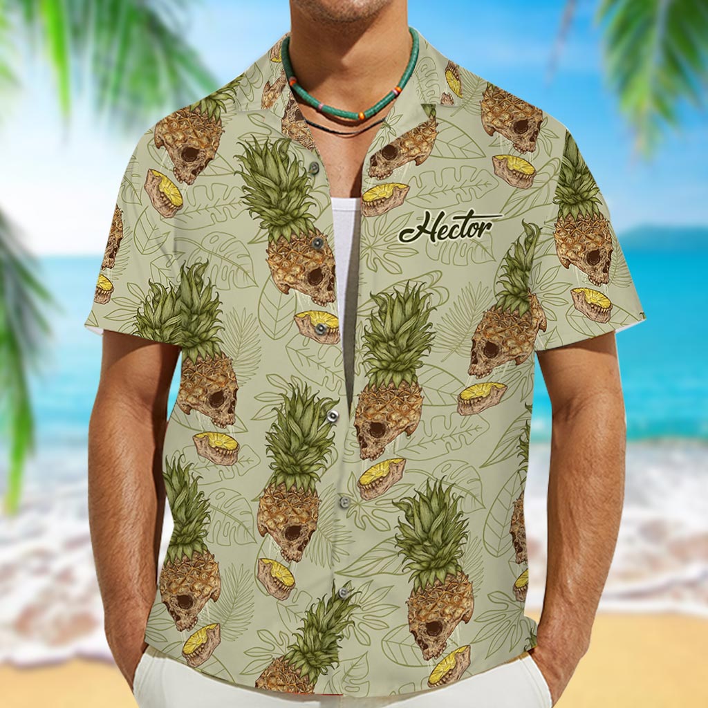 Funny Pineapple Skull - Personalized Skull Hawaiian Shirt
