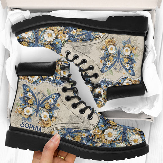 Beautiful Butterfly - Personalized Butterfly All Season Boots