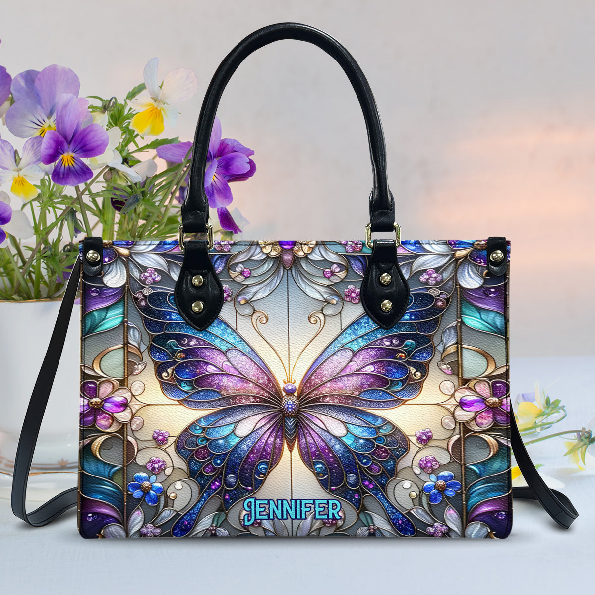 Beautiful Butterfly - Personalized Butterfly Leather Handbag