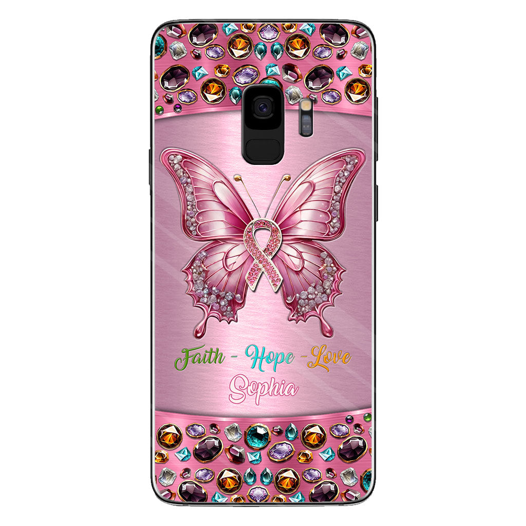 Hope For A Cure - Personalized Breast Cancer Awareness Clear Phone Case