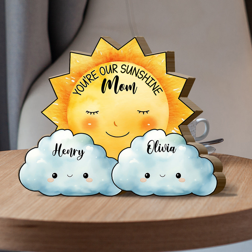 Mom You Are My Sunshine Sun And Clouds - Personalized Mother Shaped Wooden Puzzle