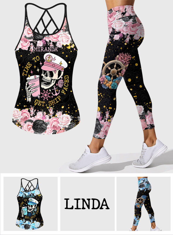 Time To Get Ship Faced - Personalized Cruising Cross Tank Top and Leggings