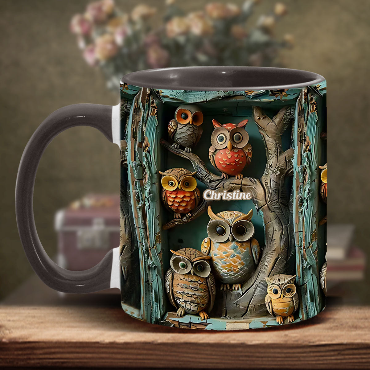 Just A Girl Who Loves Owls - Personalized Owl Accent Mug