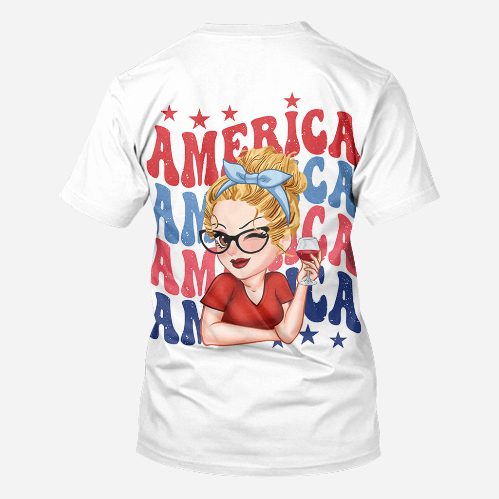 American Girly - Personalized Independence Day/ 4th of July All Over Shirt