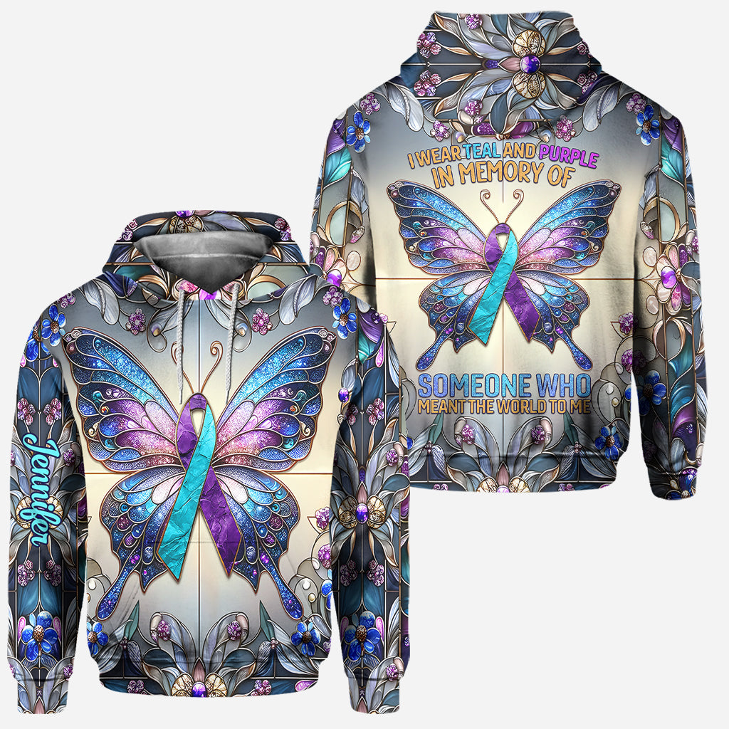 I Wear Teal And Purple - Personalized Suicide Prevention Hoodie and Leggings