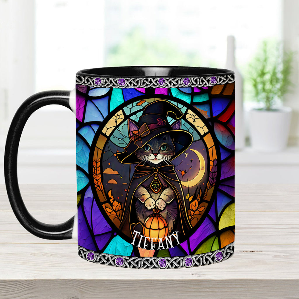 Beautiful Stained Glass Witch - Personalized Witch Accent Mug