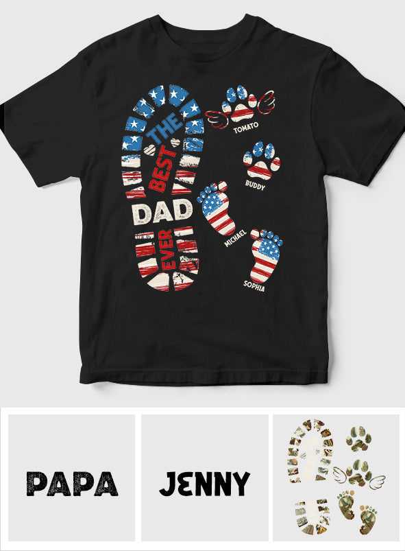 Dad Foot Print Paw Prints - Personalized Father T-shirt And Hoodie