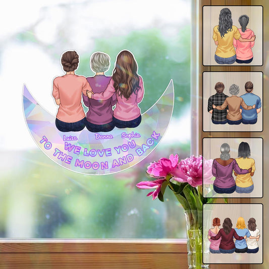 Love You To The Moon And Back - Personalized Mother Suncatcher Decal