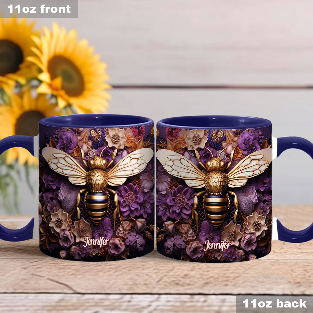 Bee Happy Golden Bee - Personalized Bee Accent Mug