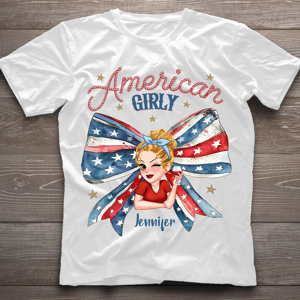 Coquette American Girl - Personalized Independence Day/ 4th of July T-shirt And Hoodie