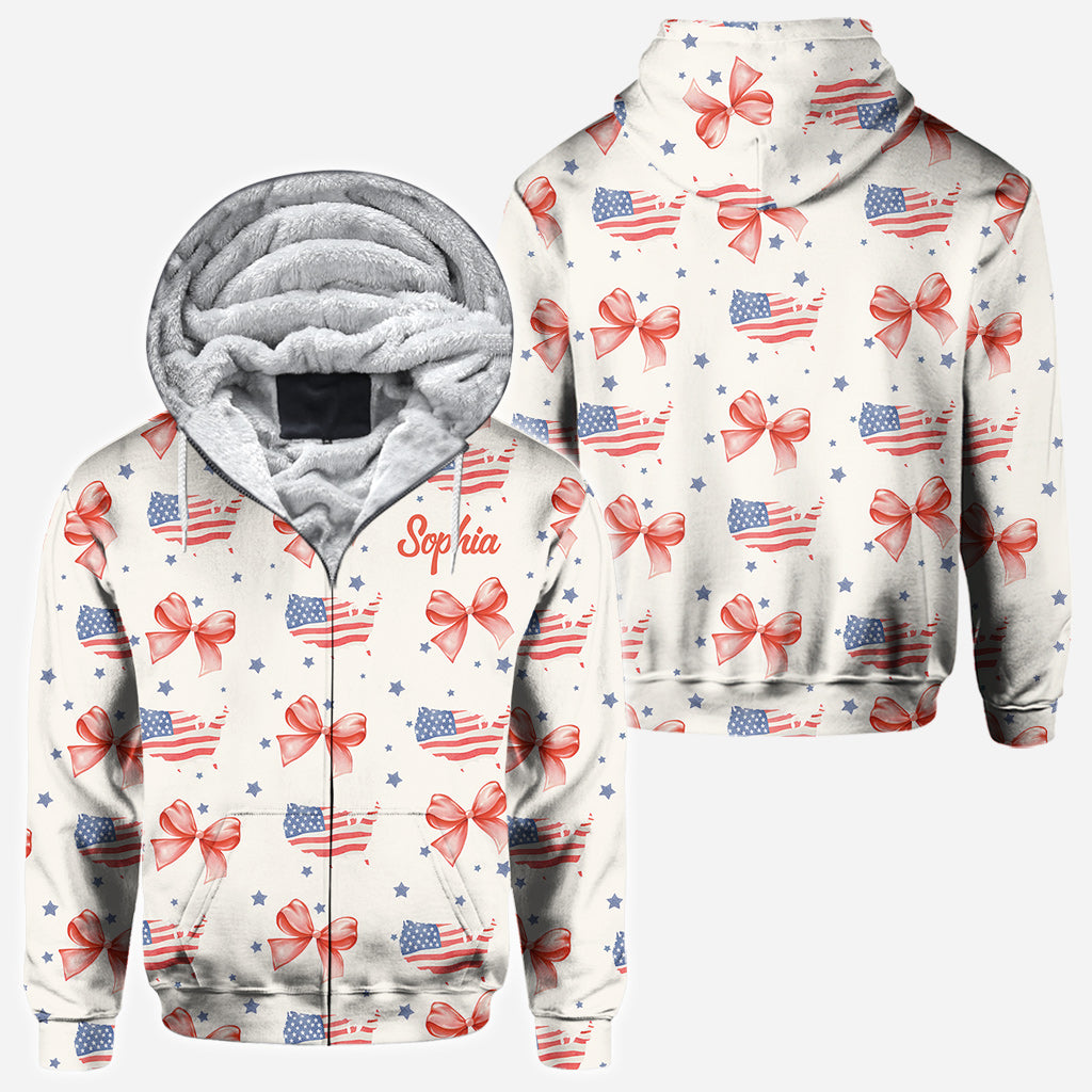 Coquette American Girl - Personalized Independence Day/ 4th of July All Over Shirt